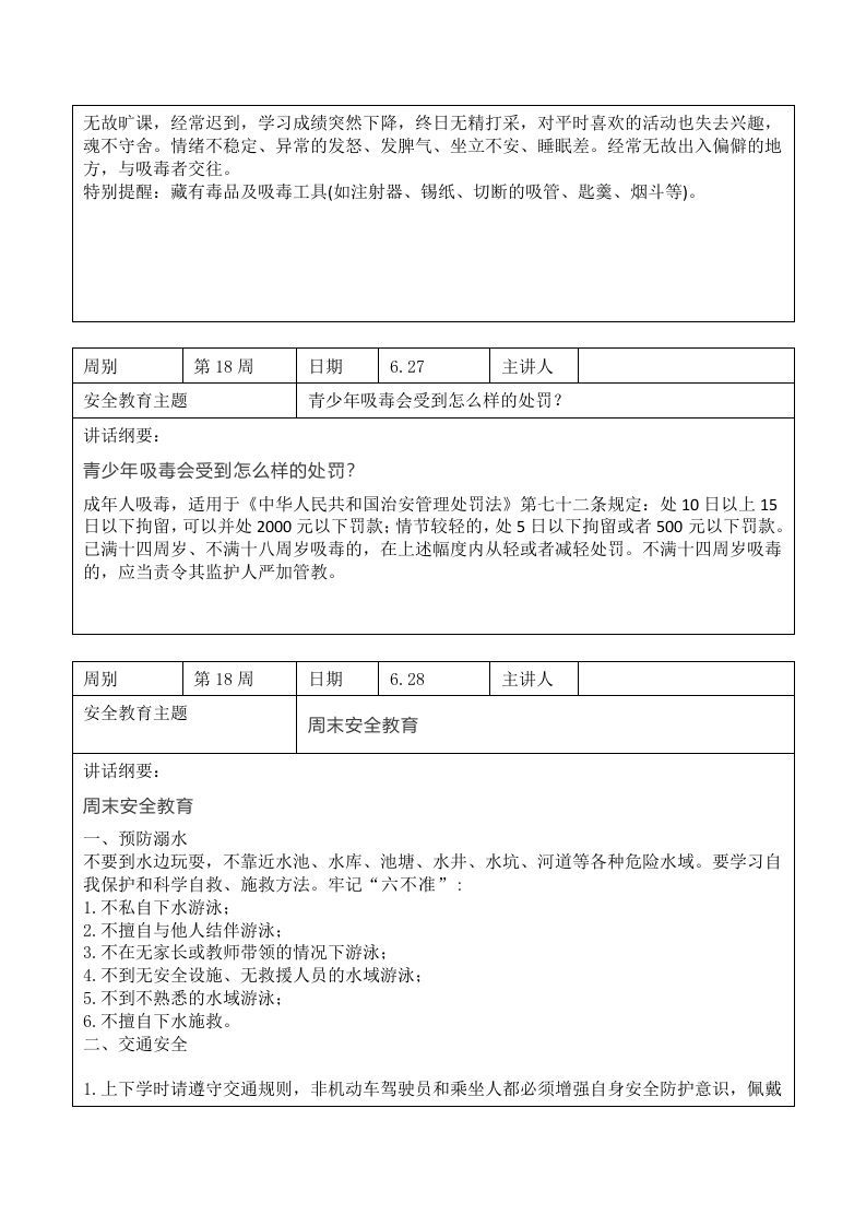 图片[2]-2024年春季第18周“1530”每日安全教育记录表内容资料参考-jw