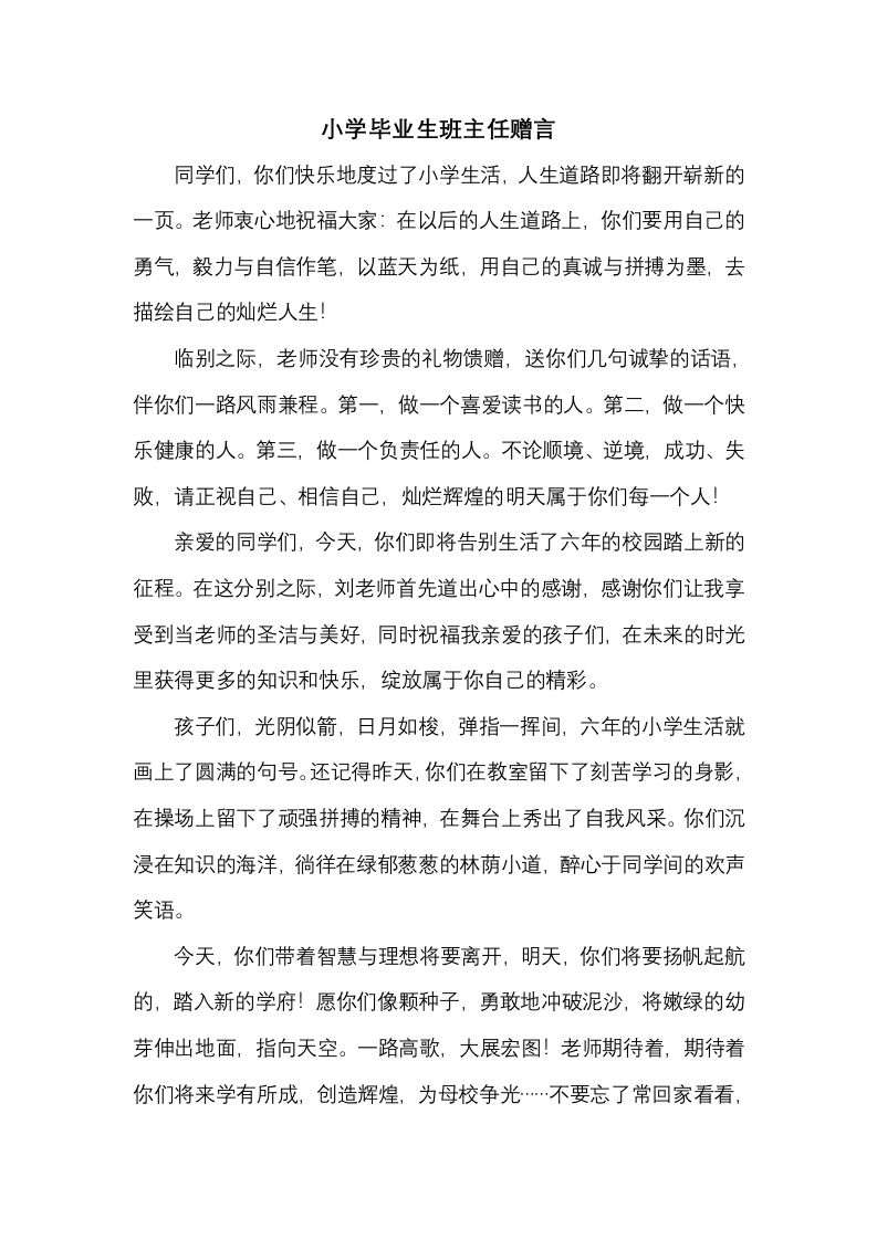 2.4小学毕业生班主任赠言-jw