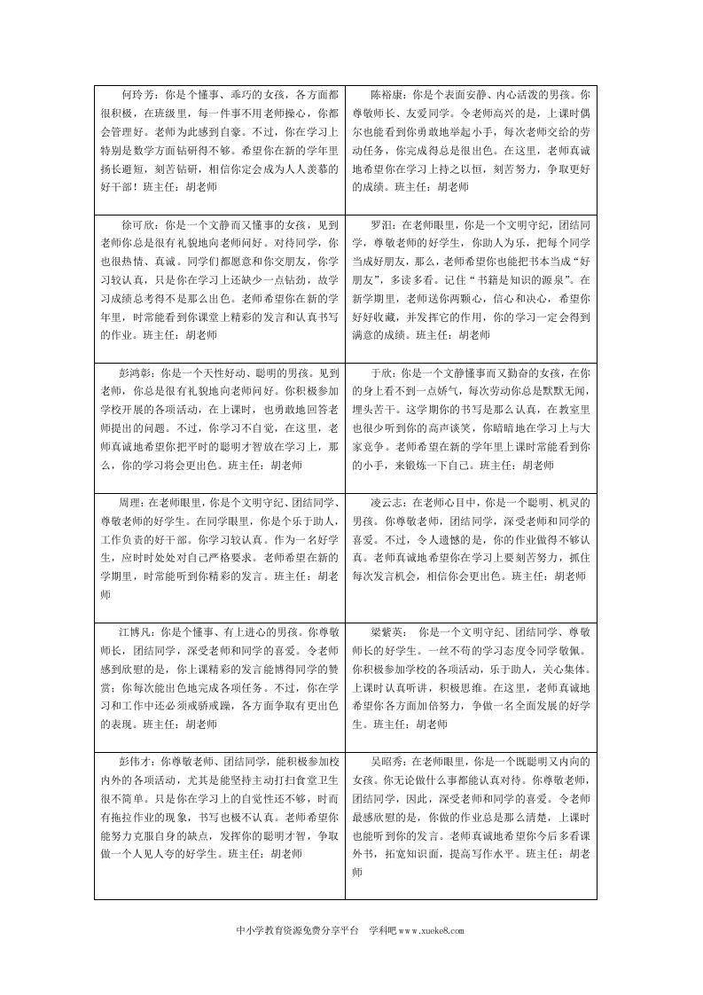 四年级学生评语(2)-jw